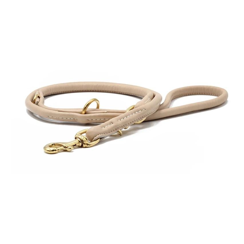 Lederleine Rundgenäht 2m Gold