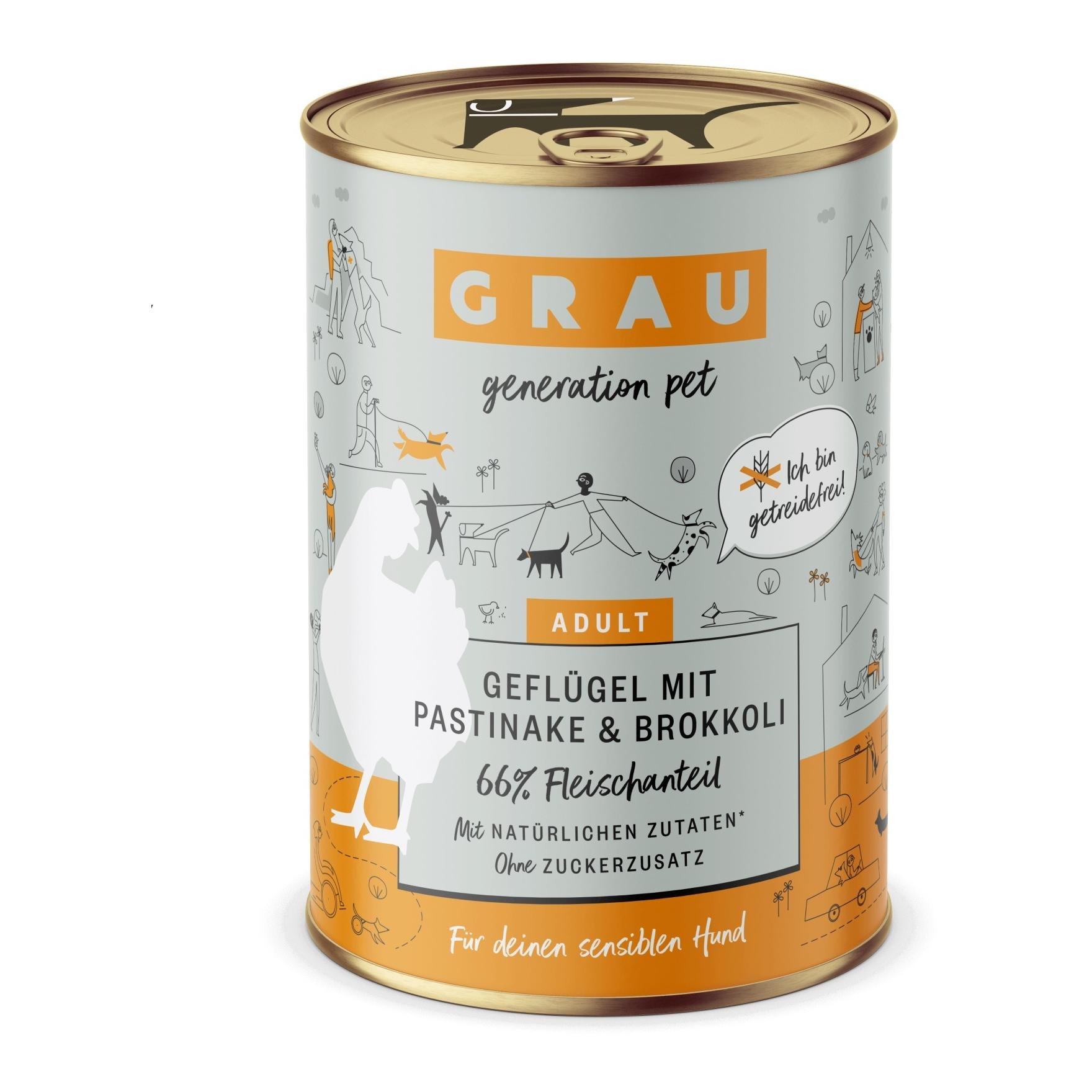 Nassfutter Geflügel mit Pastinake und Brokkoli