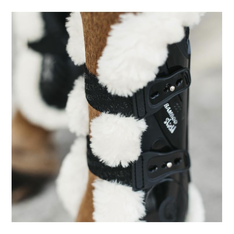 Gamaschen Vegan Lamfell Bamboo Elastik - schwarz