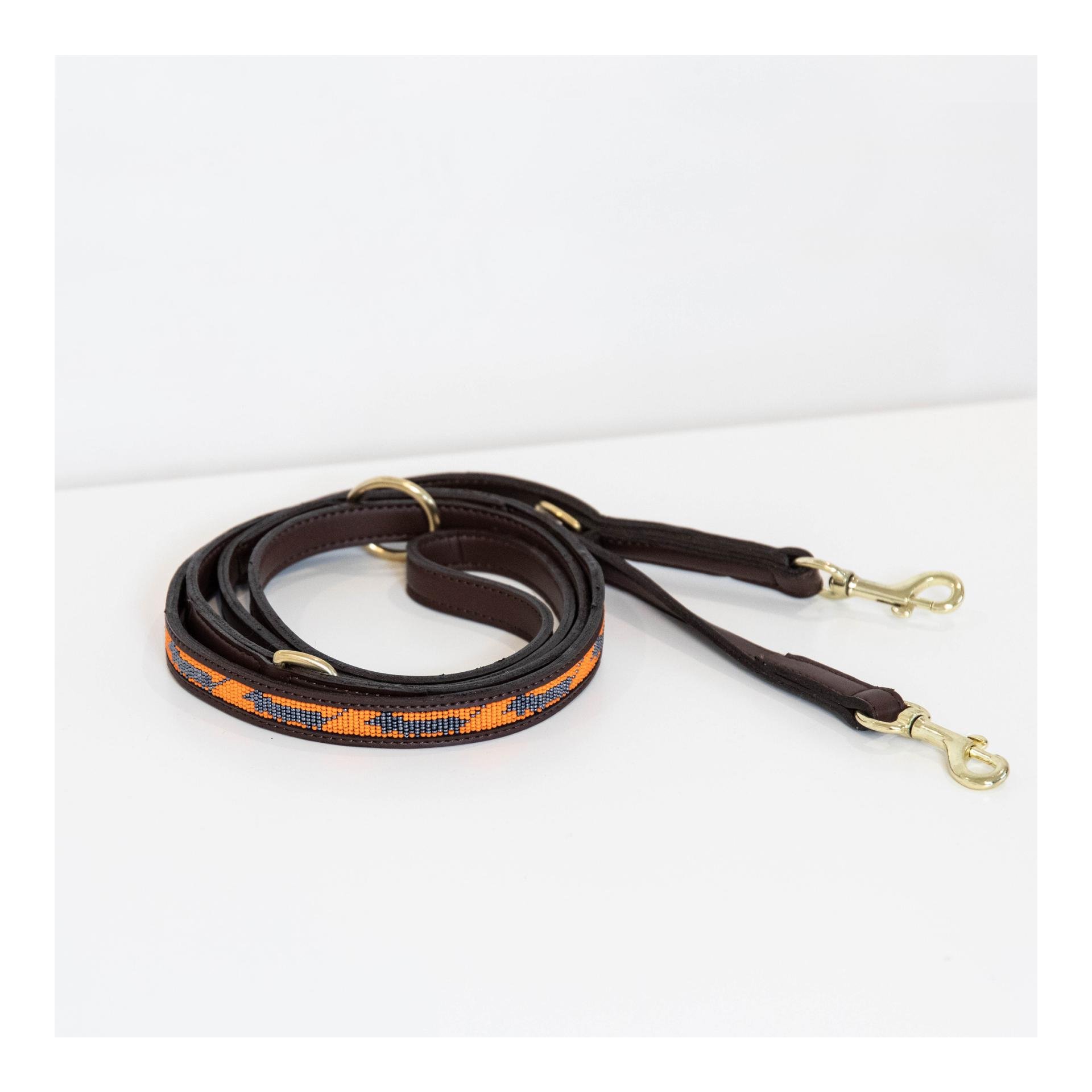 Hundeleine Handgemacht Pearls - orange/schwarz Hundeleine Handgemacht Pearls - orange/schwarz