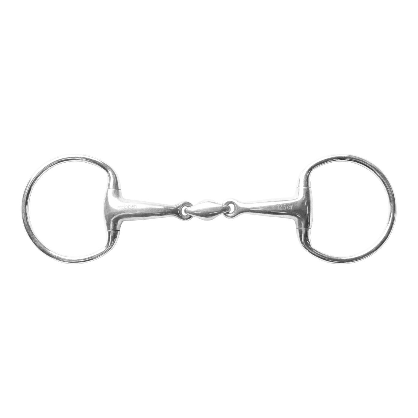 Mors de filet à tête d'olive, double brisure, acier inoxydable