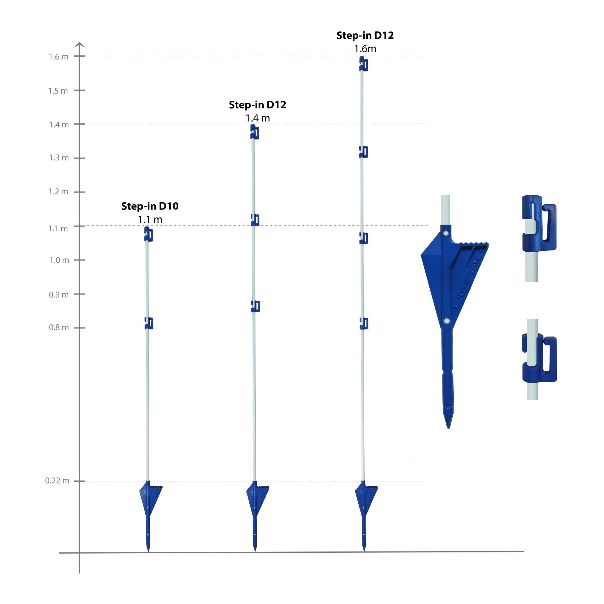 Piquet professionnel en fibre de verre BLUE - 10 pièces