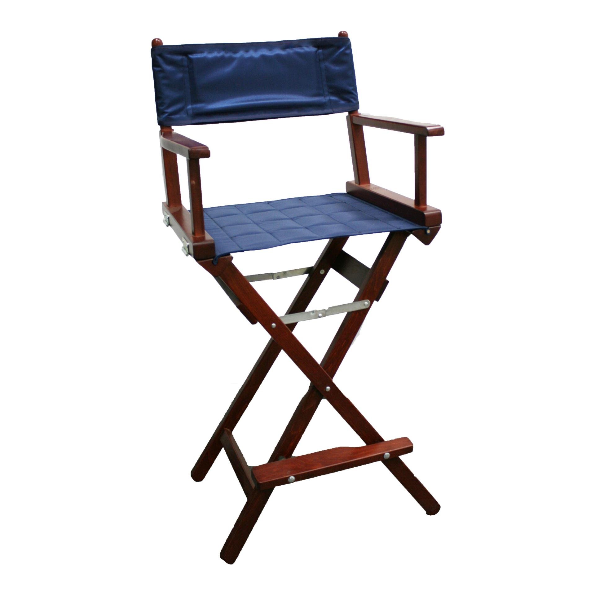 Regiestuhl hoch - mahagoni optik - bezug marine