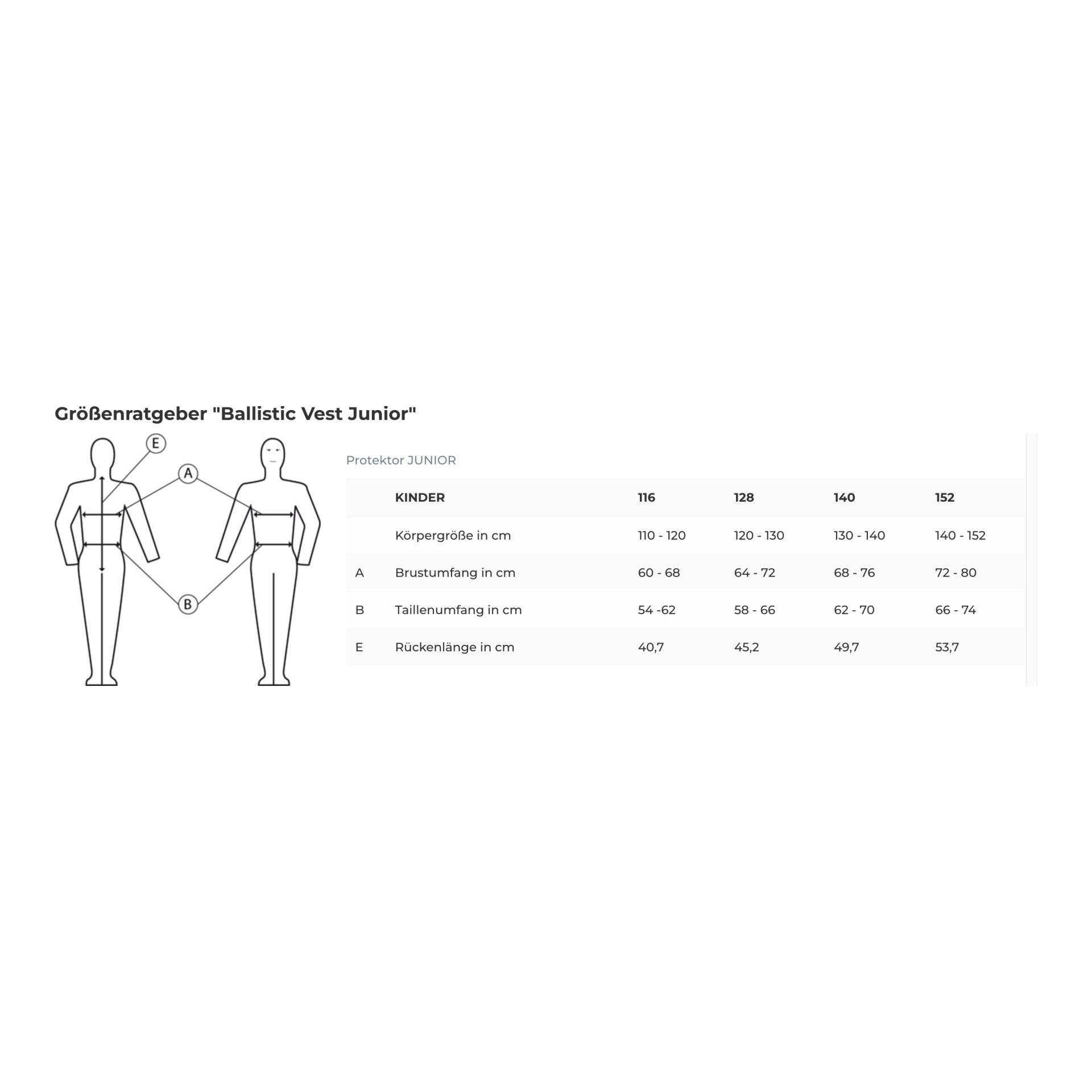 Rückenprotektor Ballistic Vest Junior