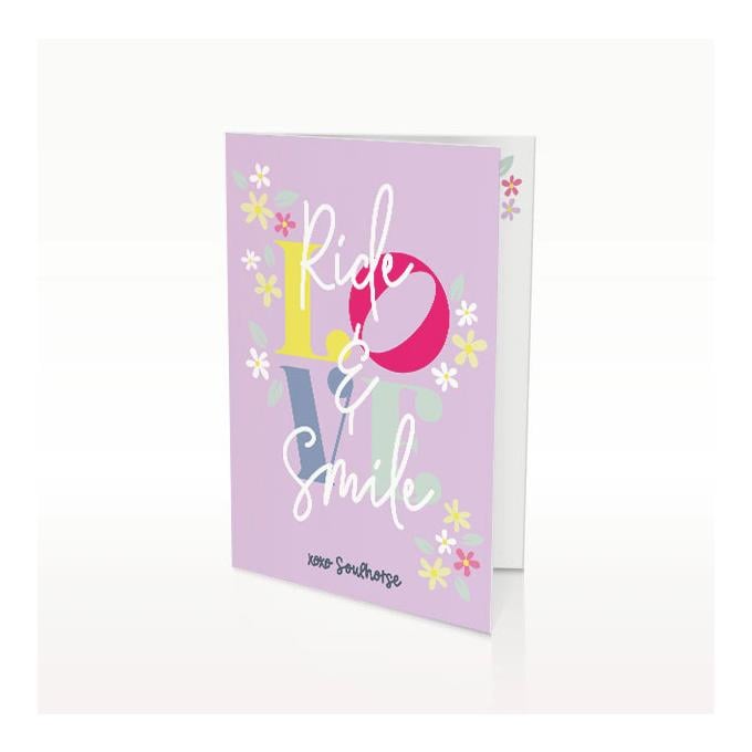 Soulhorse Grusskarte "Ride & Smile" - Rosa -