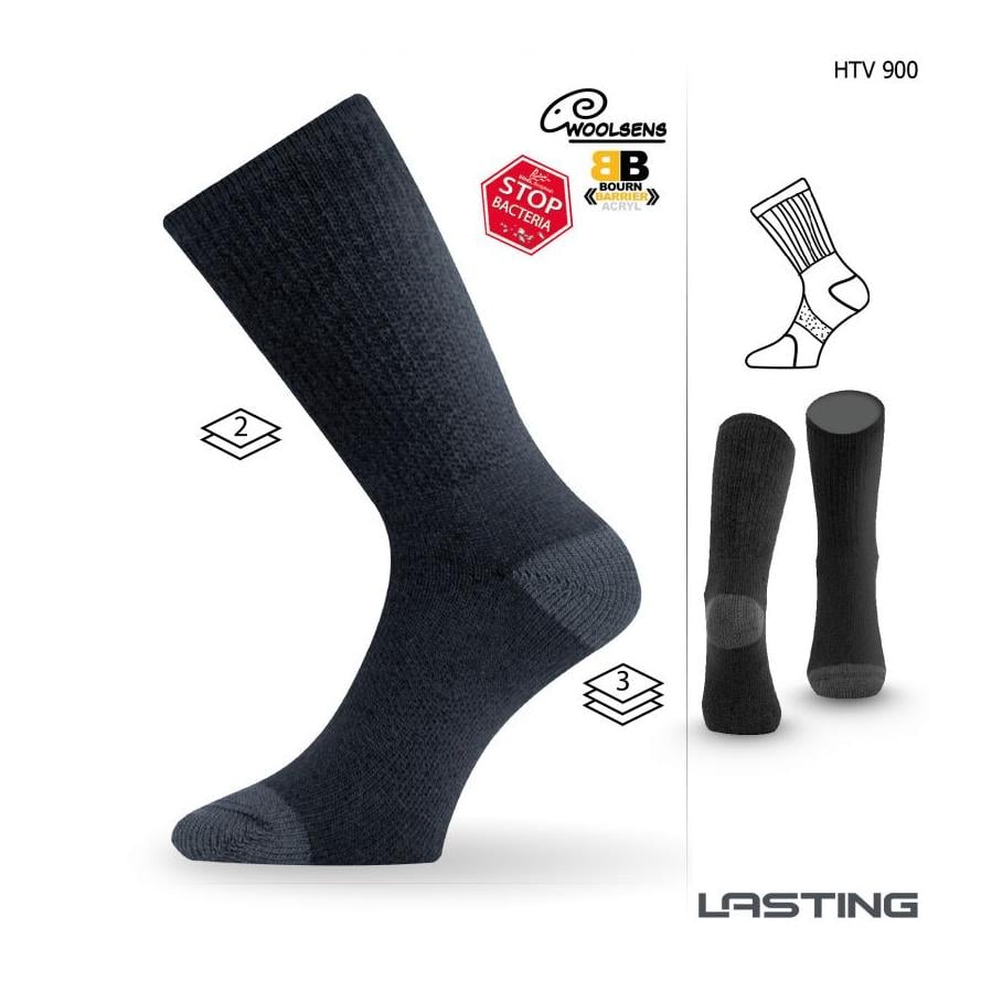 Chaussettes de de trekking en mérinos HTV - noir