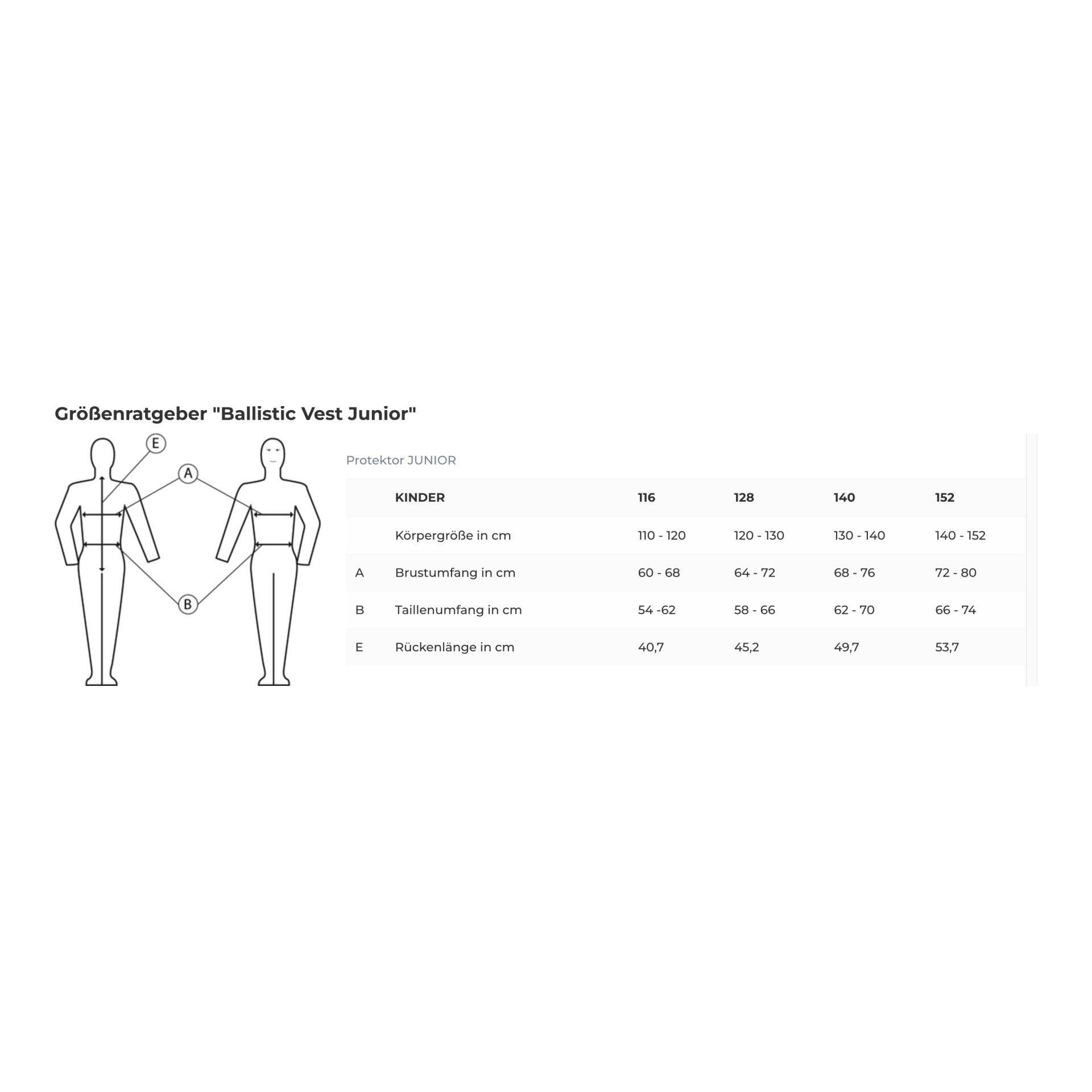 Rückenprotektor Ballistic Vest Junior