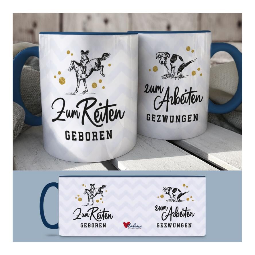 Soulhorse Tasse “Zum Reiten geboren…” - Dunkelblau -