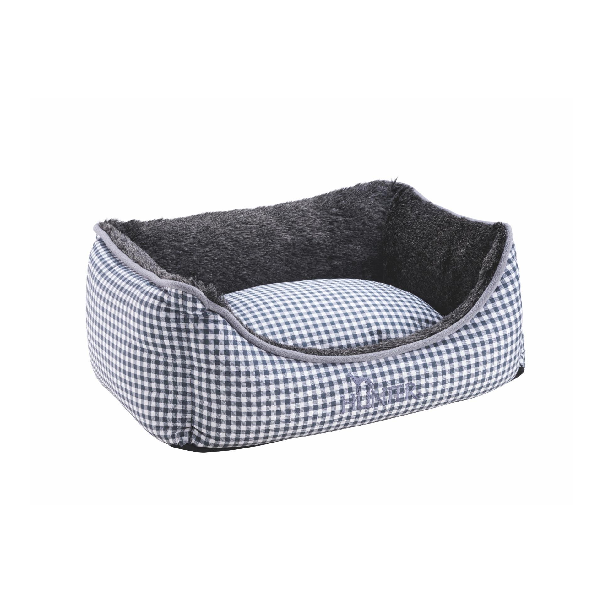 Canapé pour chien Astana avec imitation de fourrure - Motif à carreaux gris Canapé pour chien Astana avec imitation de fourrure - Motif à carreaux gris
