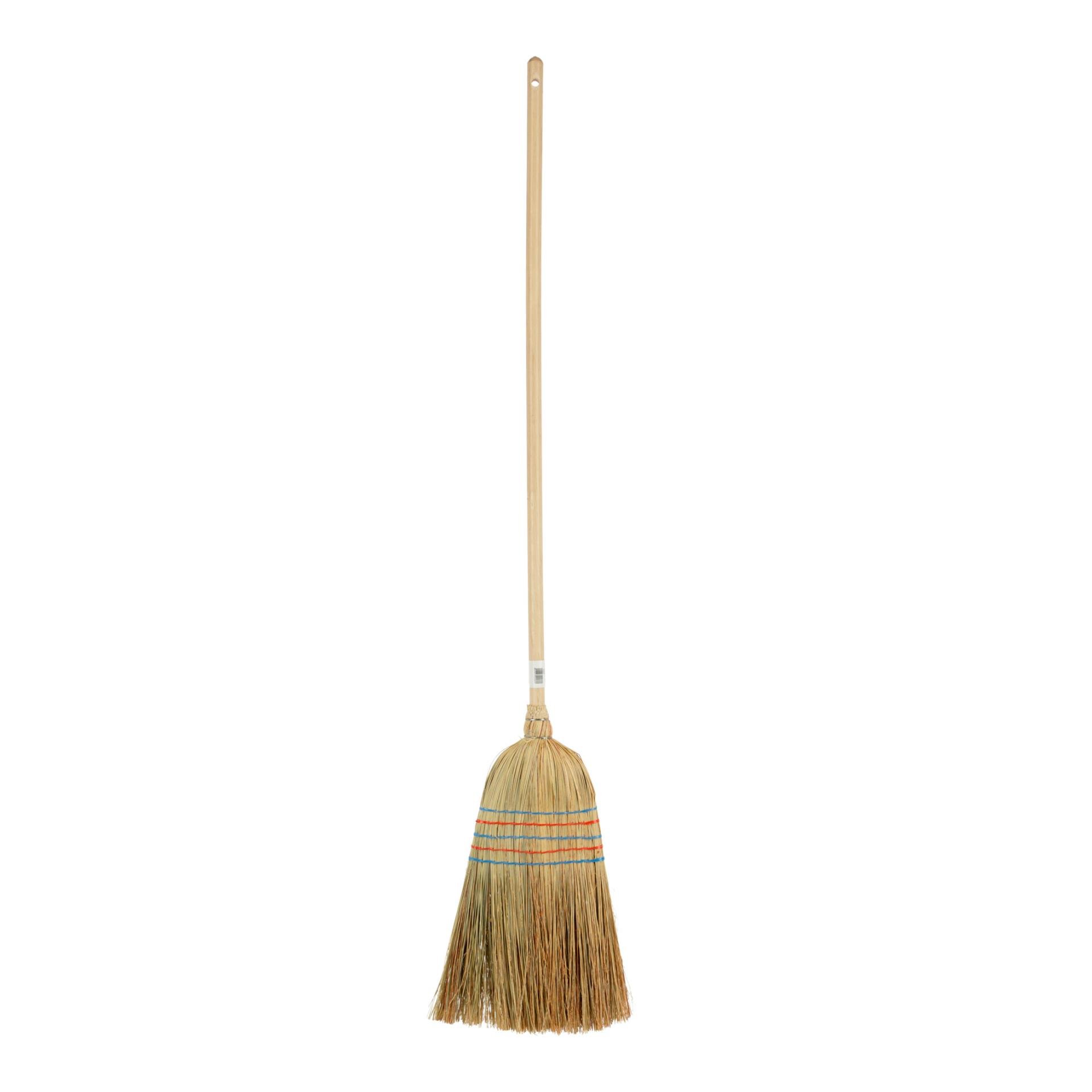 Kerbl Reisstrohbesen 5-Naht mit lackiertem Stiel, 135cm - Beige / Nude -