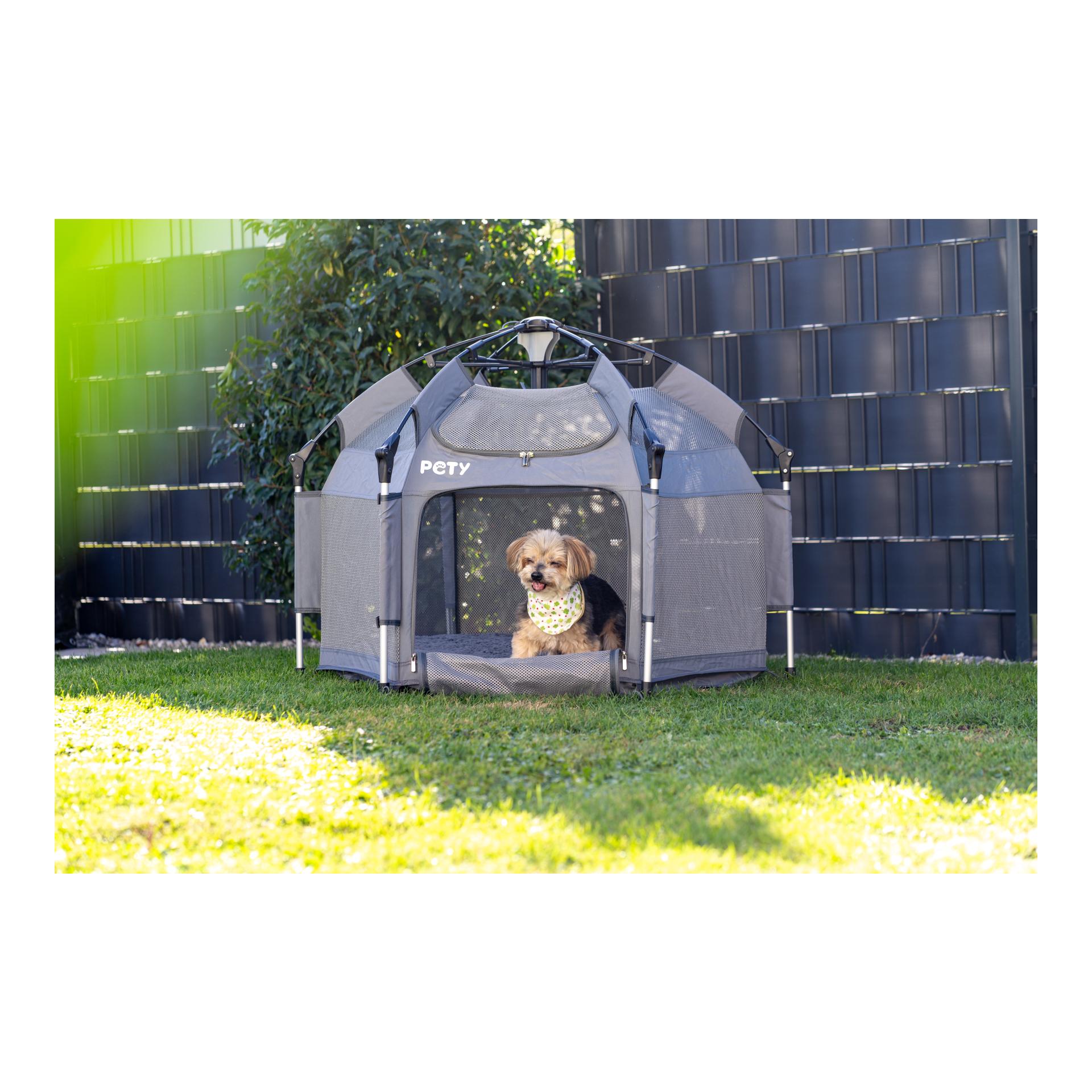 Laufstall Set klein mit Bodenmatte und Dach