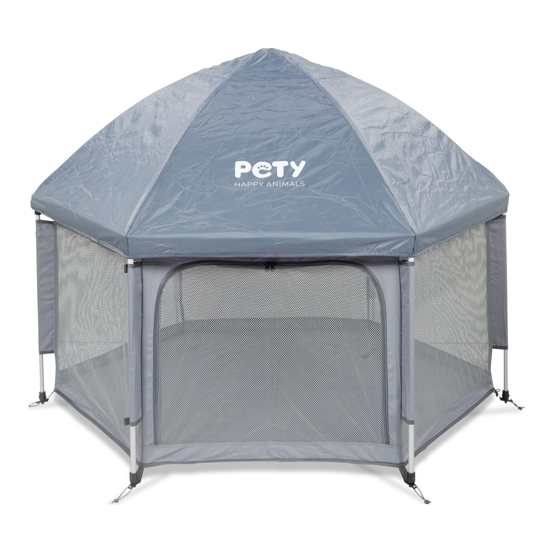 Laufstall Set gross mit Bodenmatte und Dach