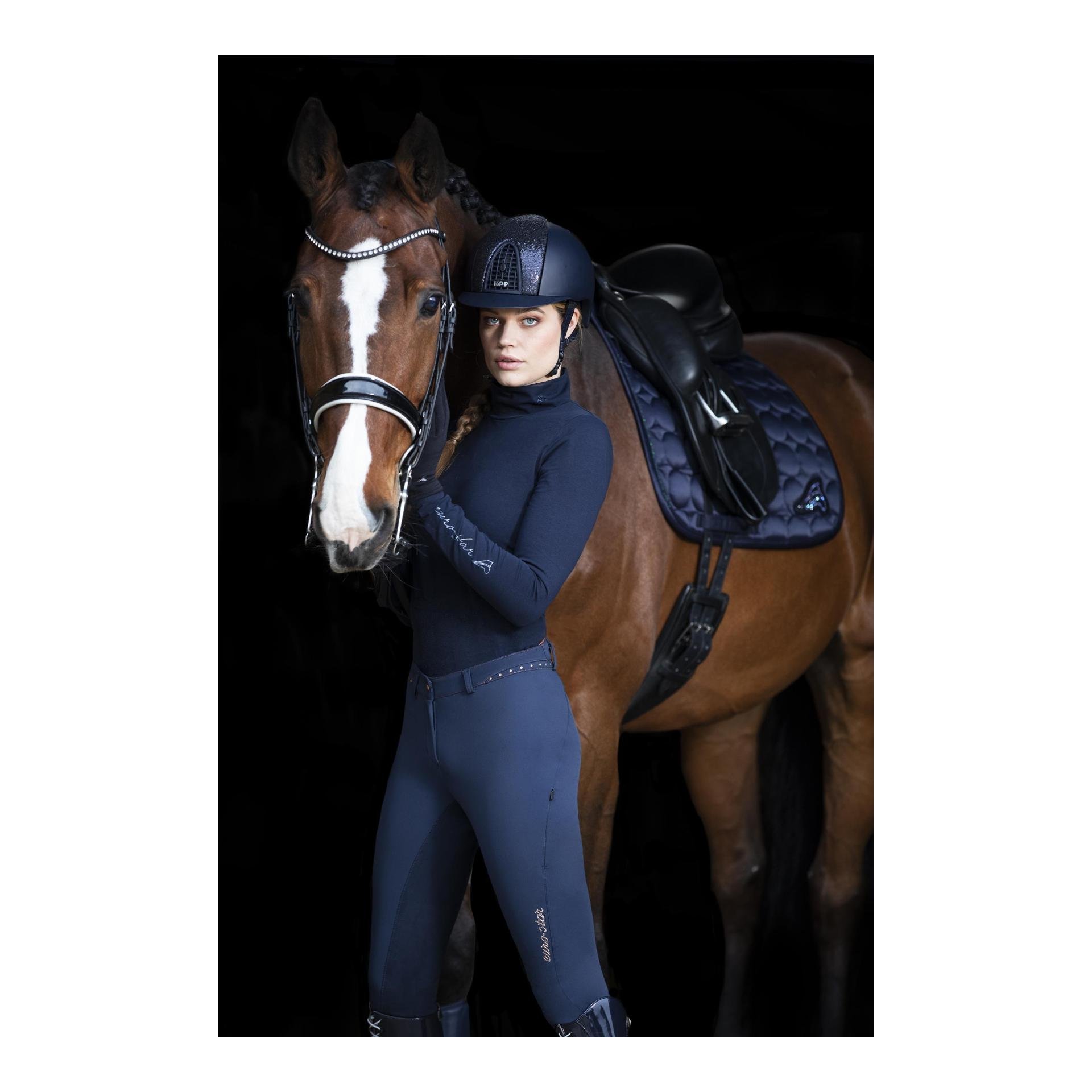 Pantalon d’équitation ESEq. Pantalon d'équitation à fond intégral Queen Diamond pour femmes - bleu marine