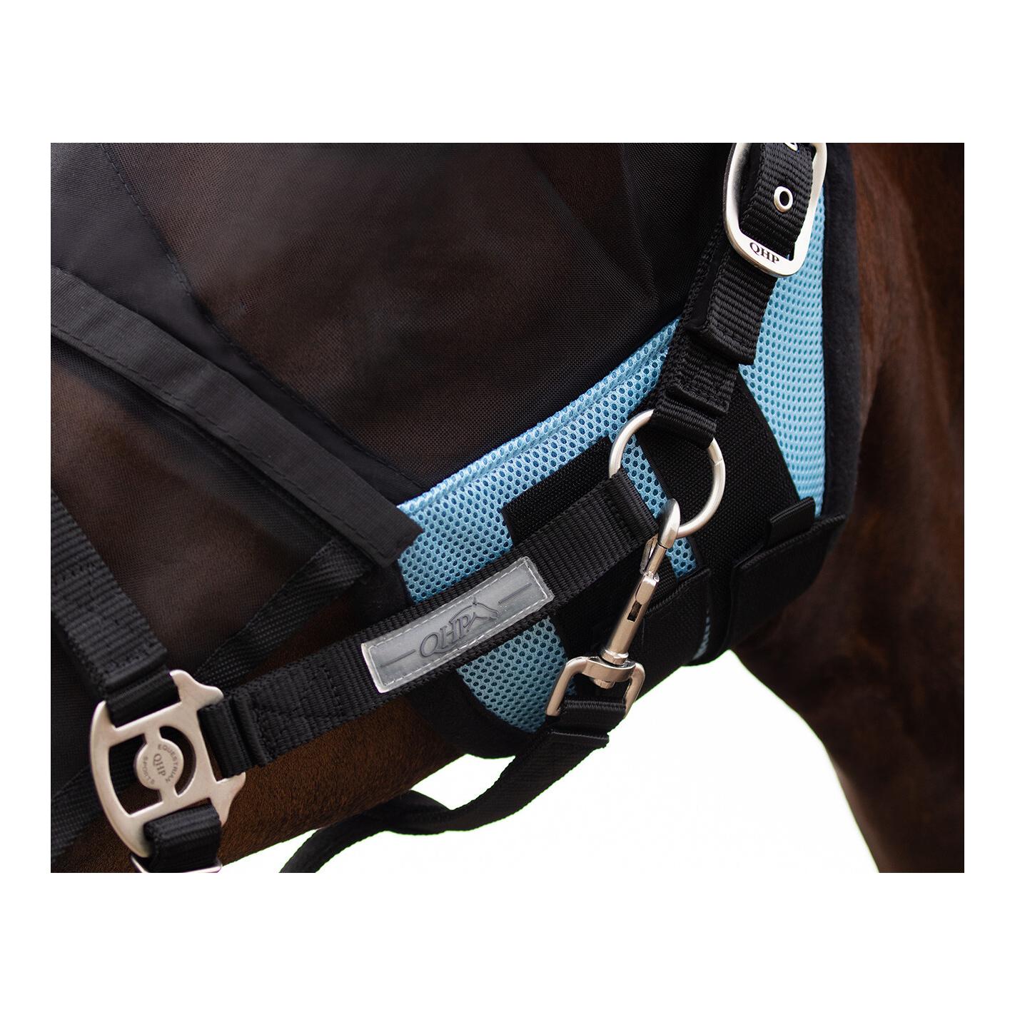 Masque anti-mouches avec protection des naseaux amovible - noir/bleu clair