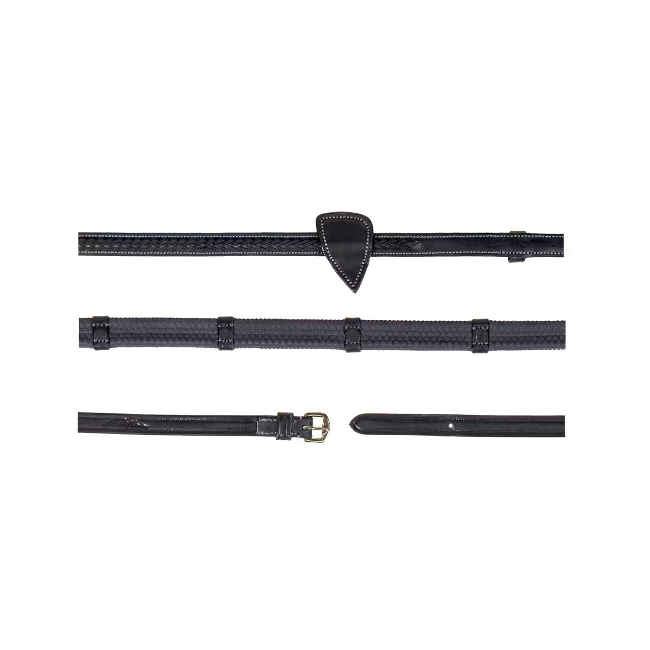 1/2'' Rubber reins with 7 leather loops and plaited finishing D 1/2'' Rubber reins with 7 leather loops and plaited finishing D