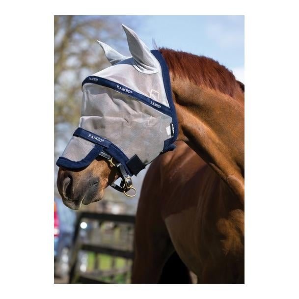 Fliegenmaske Rambo Plus - silver/navy Fliegenmaske Rambo Plus - silver/navy