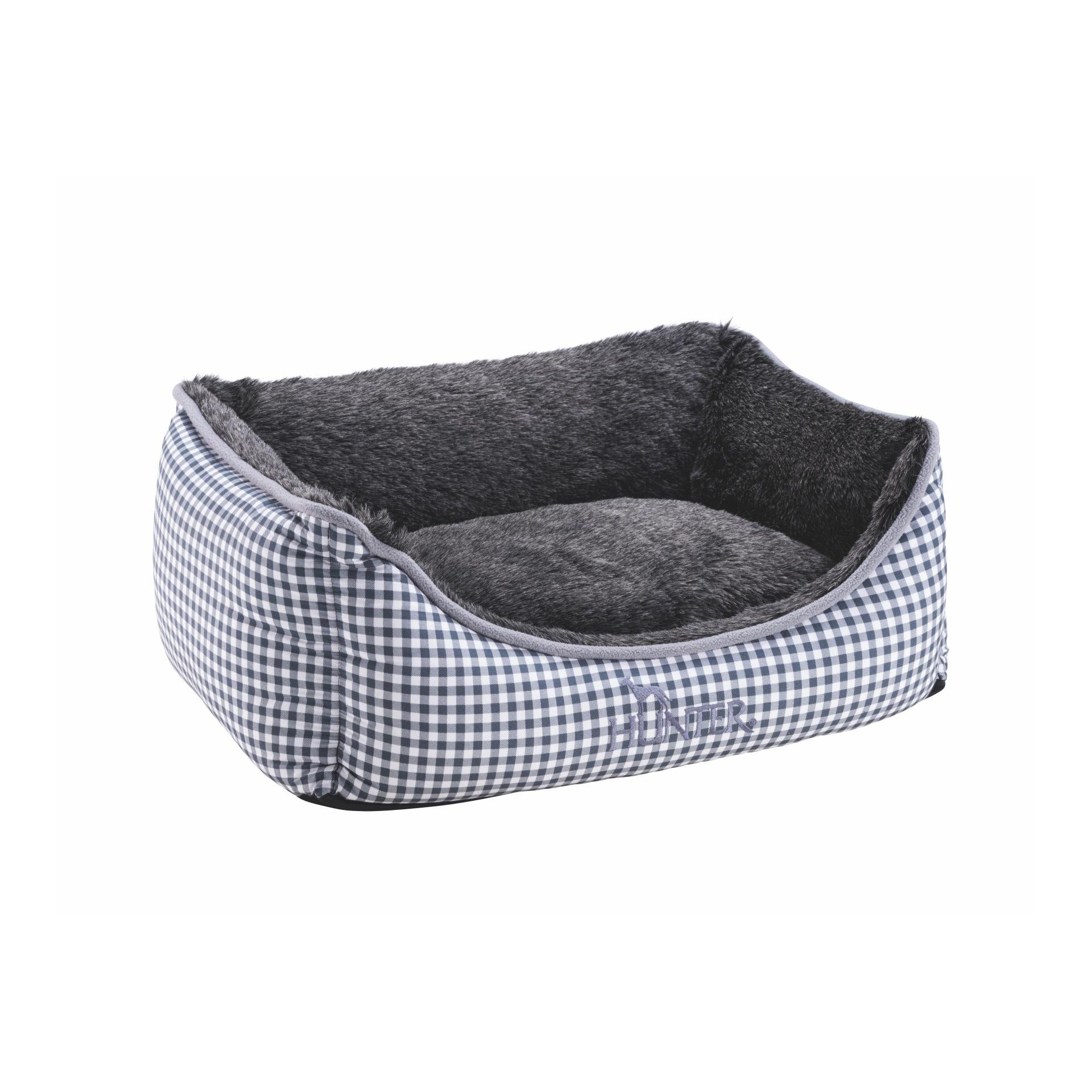 Canapé pour chien Astana avec imitation de fourrure - Motif à carreaux gris Canapé pour chien Astana avec imitation de fourrure - Motif à carreaux gris