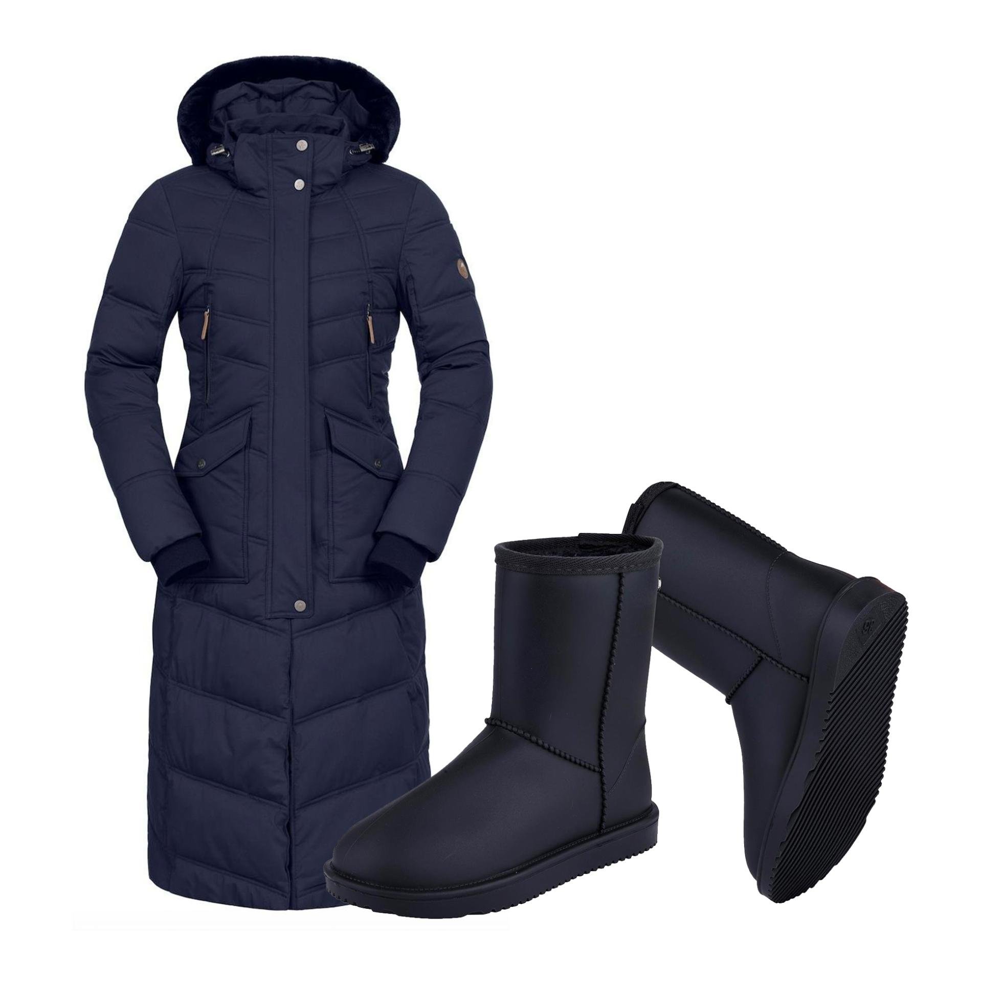 Winterset Thermomantel Saphira + Bootie Rainless schwarz