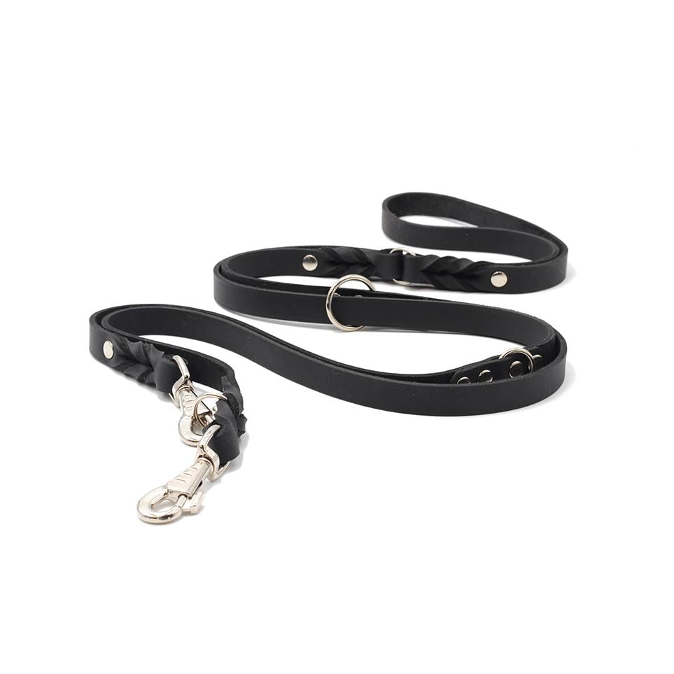 Maul Lederwaren Laisse en cuir classique 3m - noir/argenté