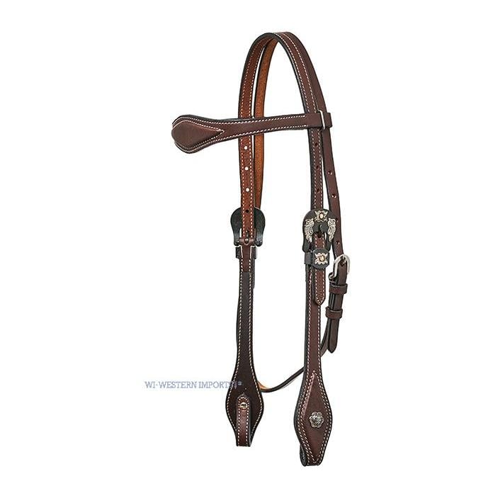 Western Imports Westernzaum mit Flower Buckle - Dark Brown -