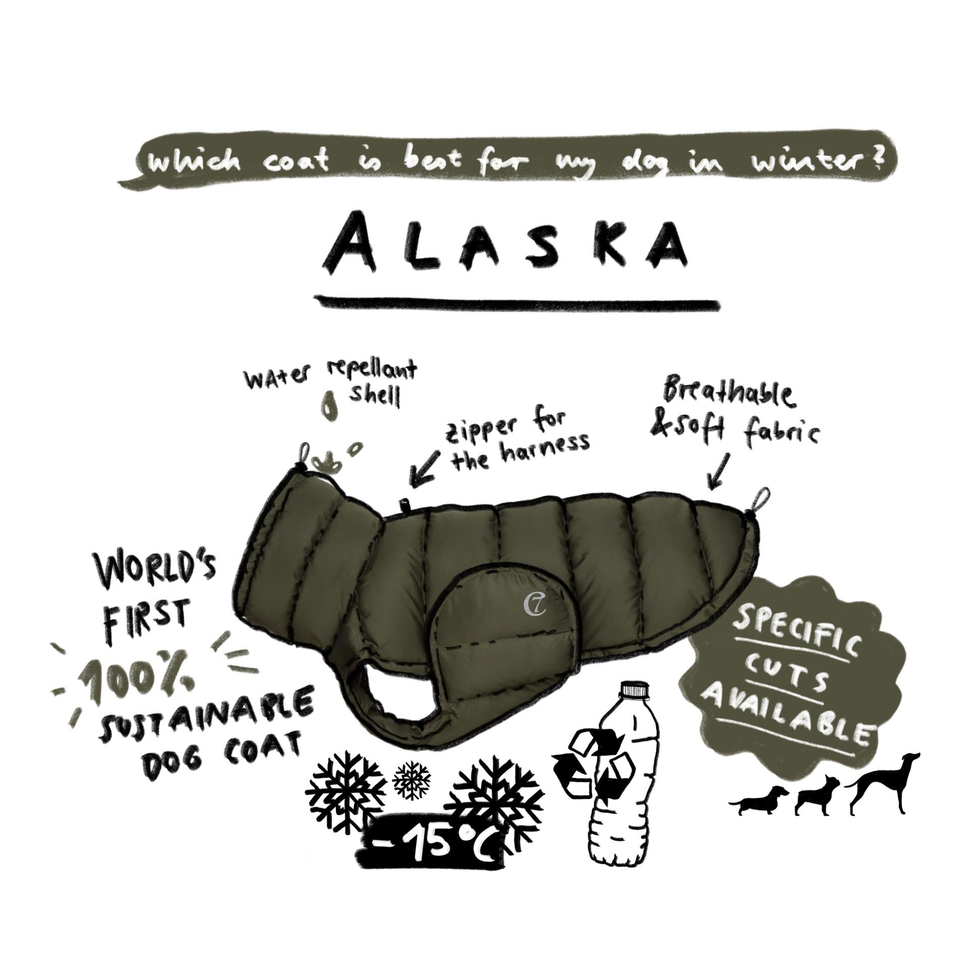 Hundemantel Alaska - Olive Hundemantel Alaska - Olive