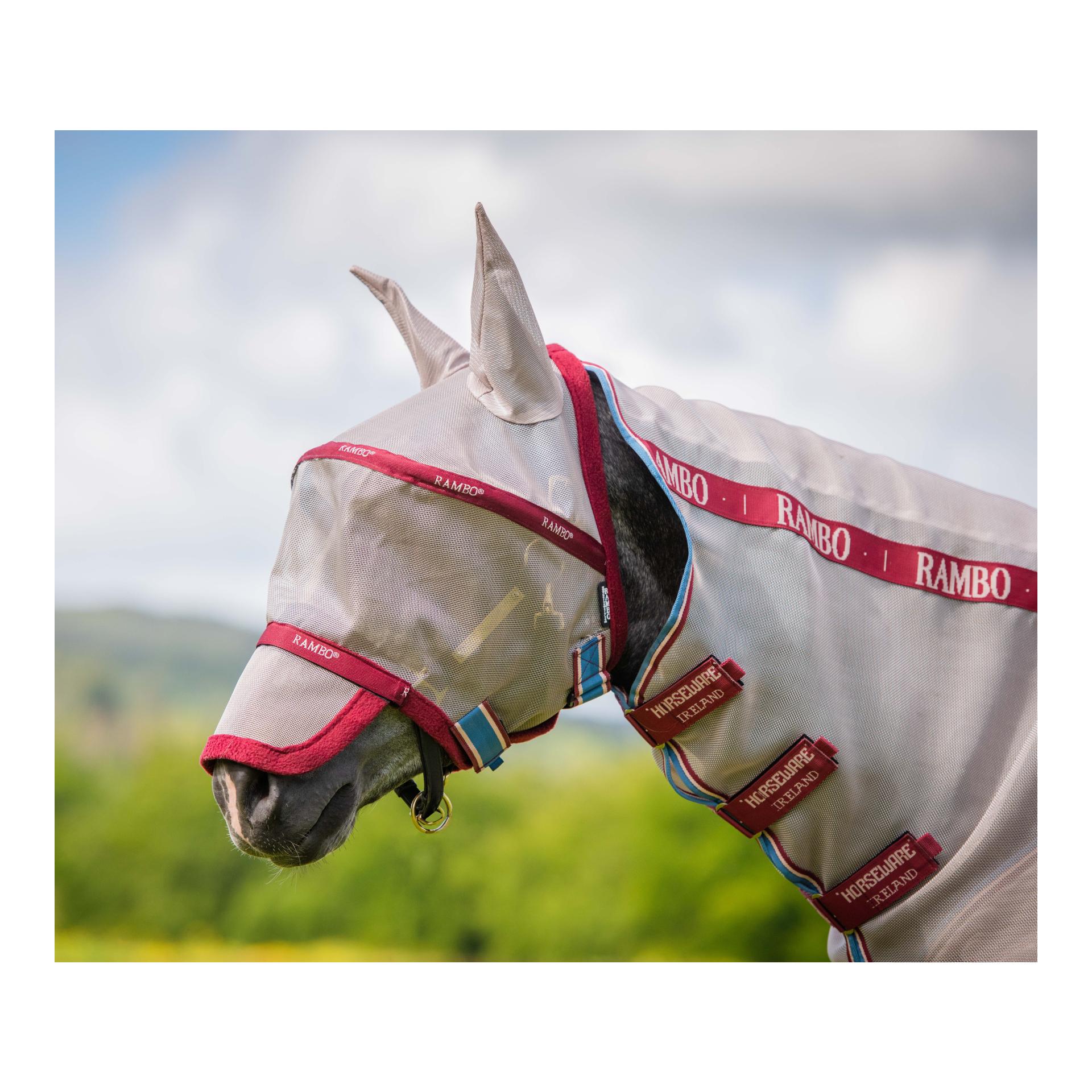 Fliegenmaske Rambo Plus - oatmeal/cherry Fliegenmaske Rambo Plus - oatmeal/cherry