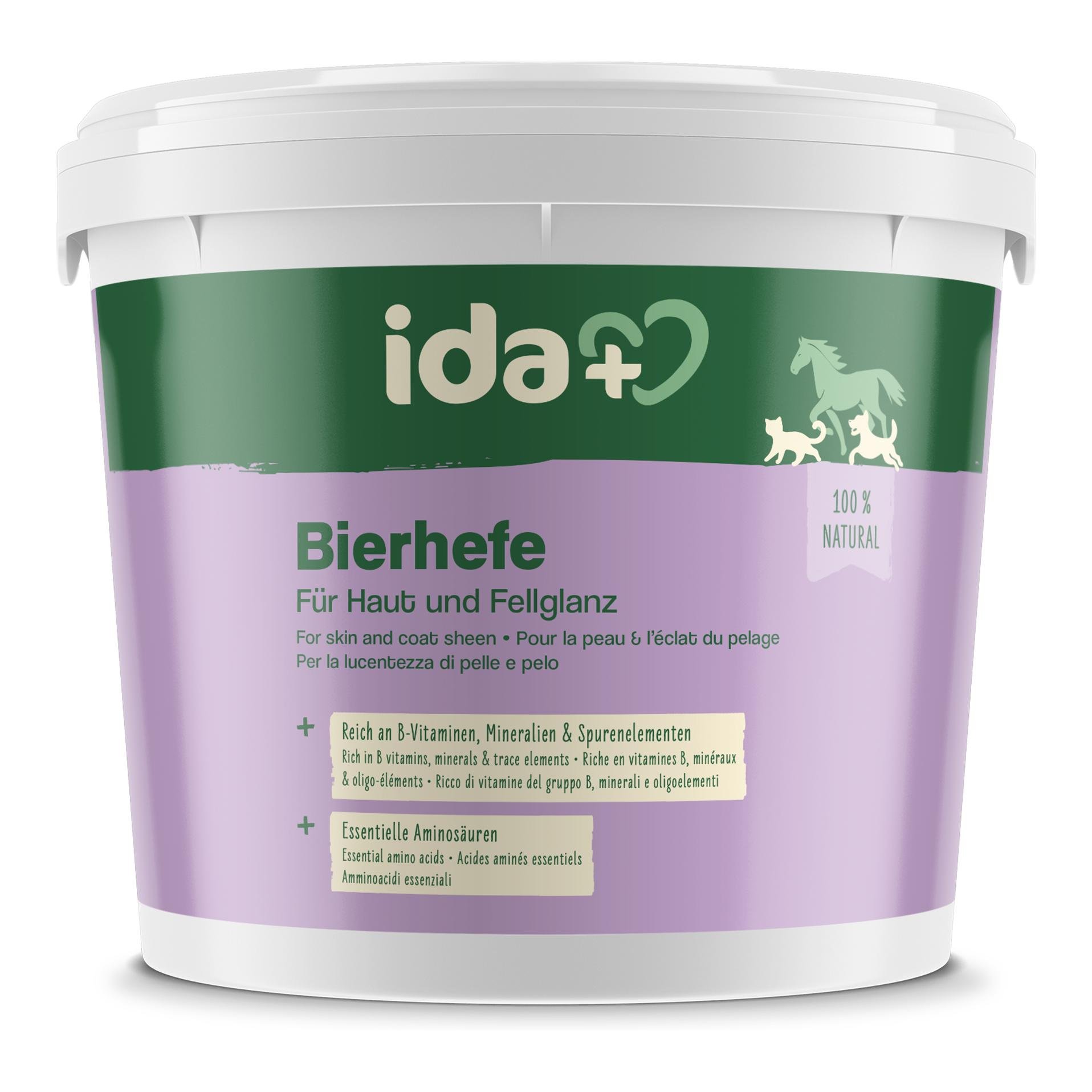 IdaPlus Bierhefe Pulver - Futterergänzung für glänzendes Fell & kräftige Haut