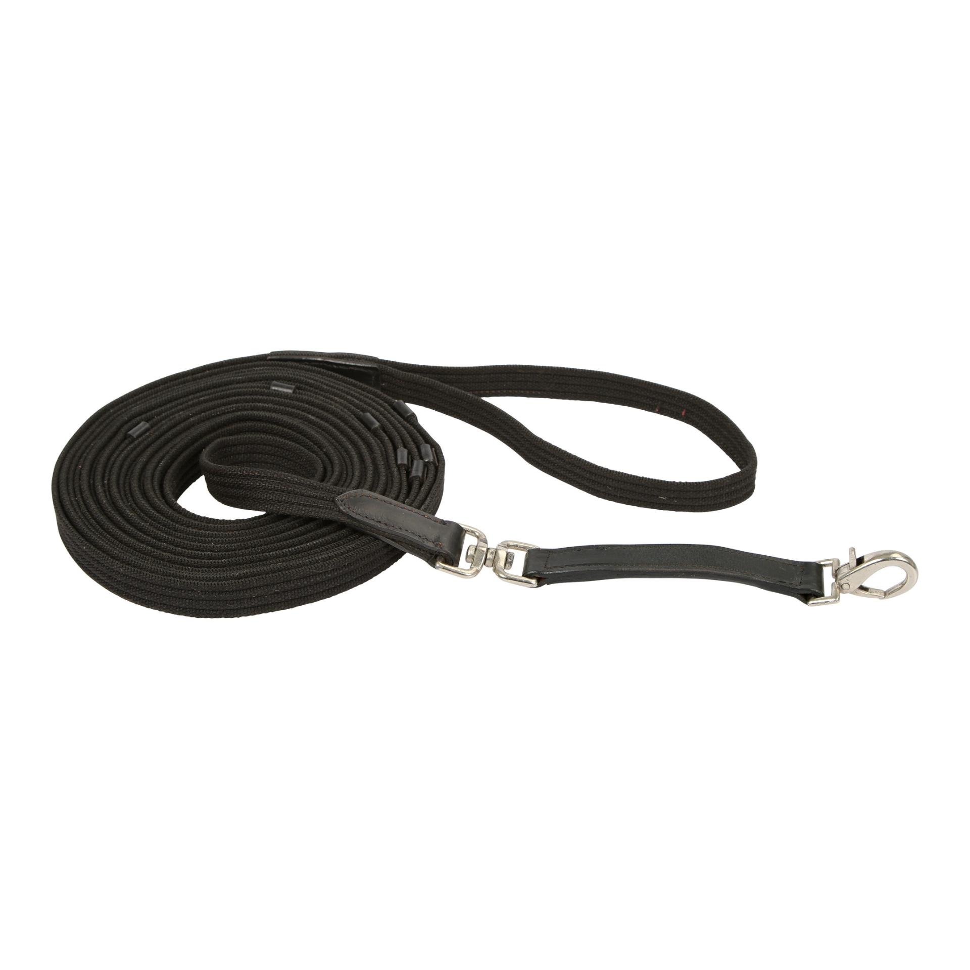 Kerbl Longierleine mit Lederstege 8m - Schwarz -