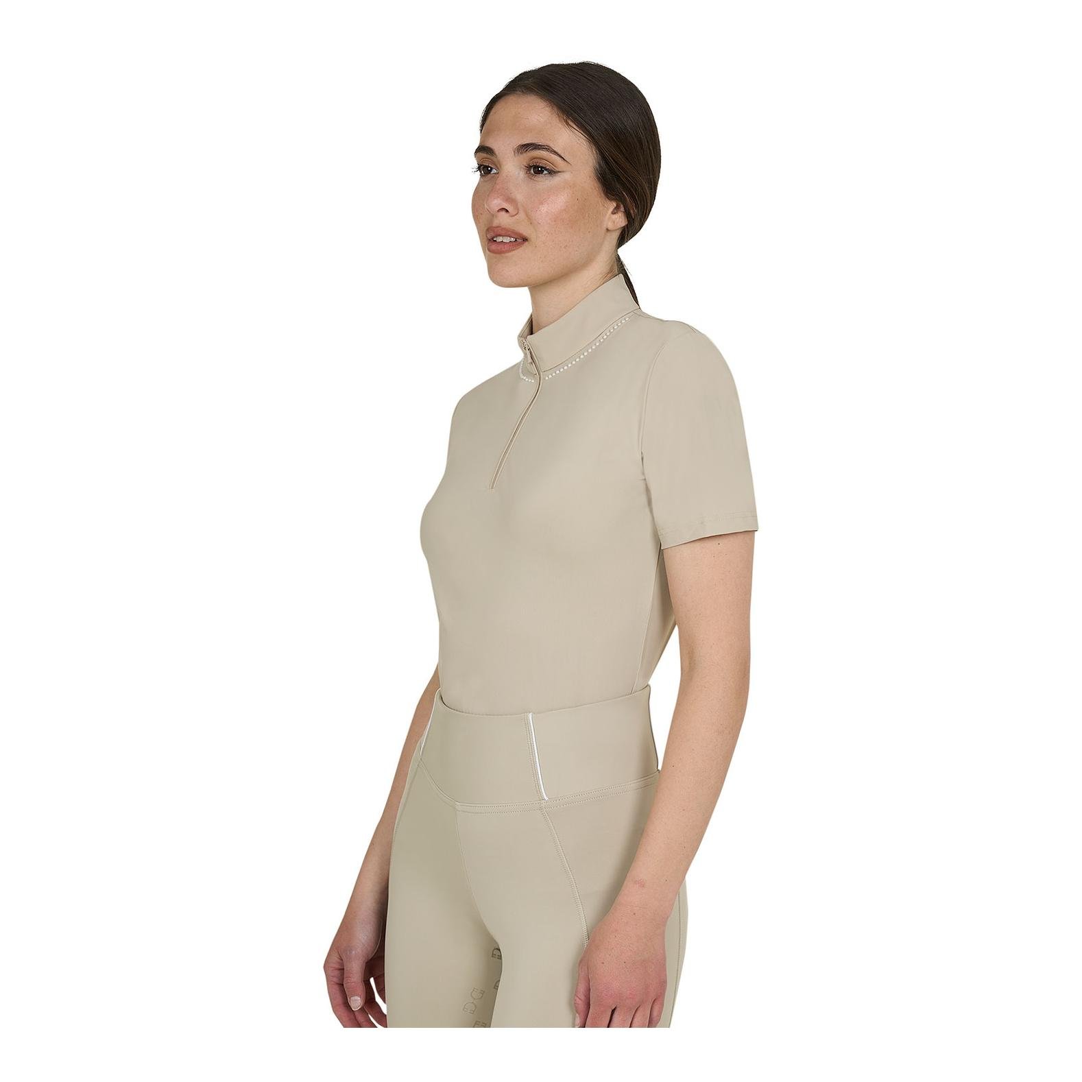 Equestro Trainingsshirt Perlen Kurzarm Damen