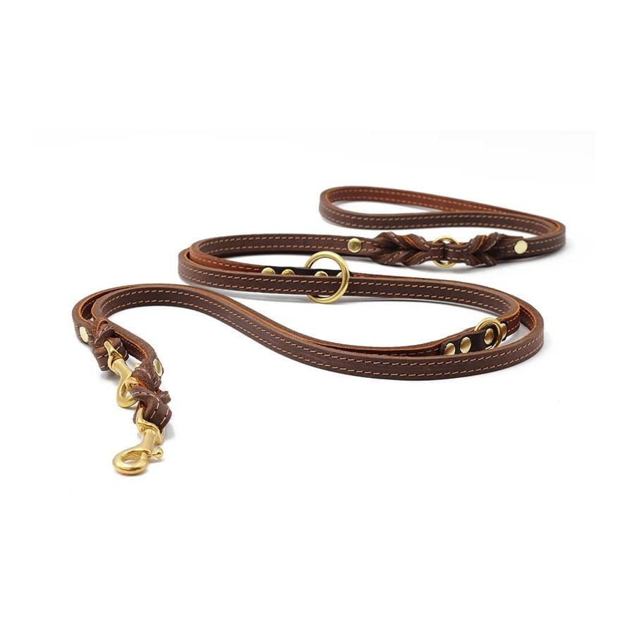 Laisse en cuir Klassik Premium 3 m dorée