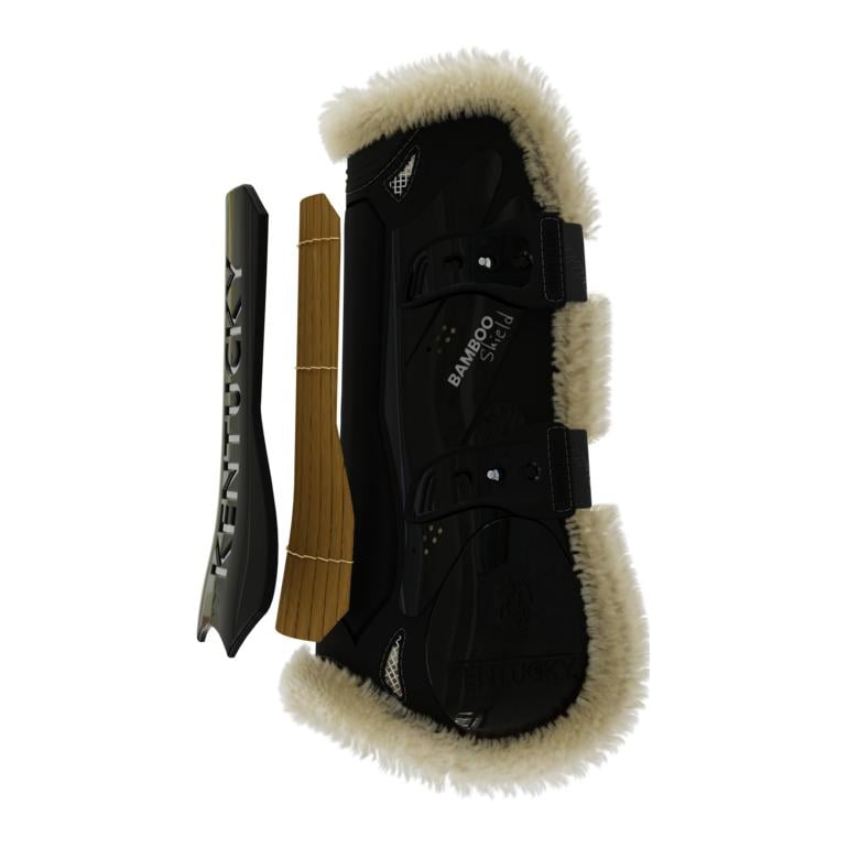 Gamaschen Vegan Lamfell Bamboo Elastik - schwarz