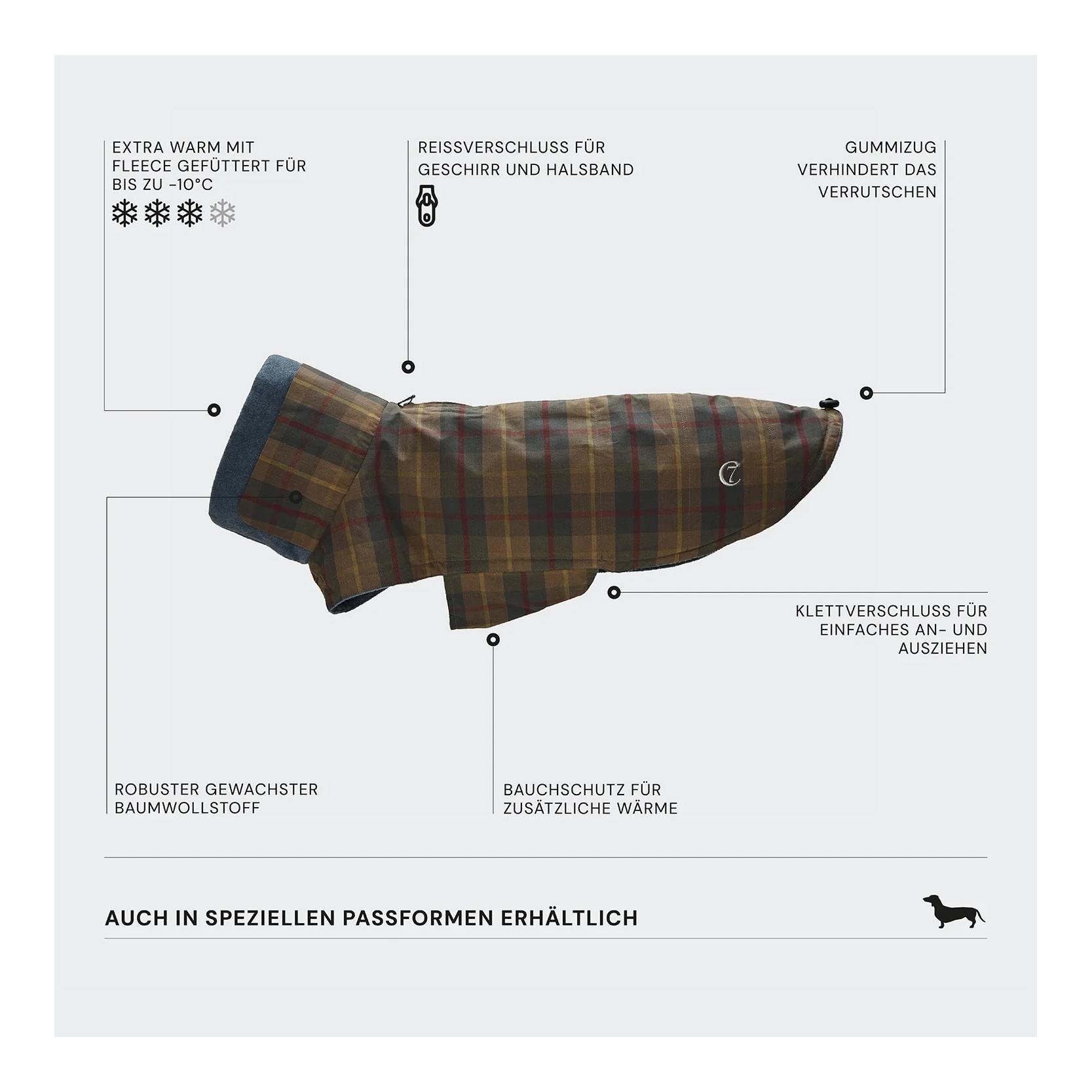 Hundemantel Brooklyn Regulär - waxed tartan