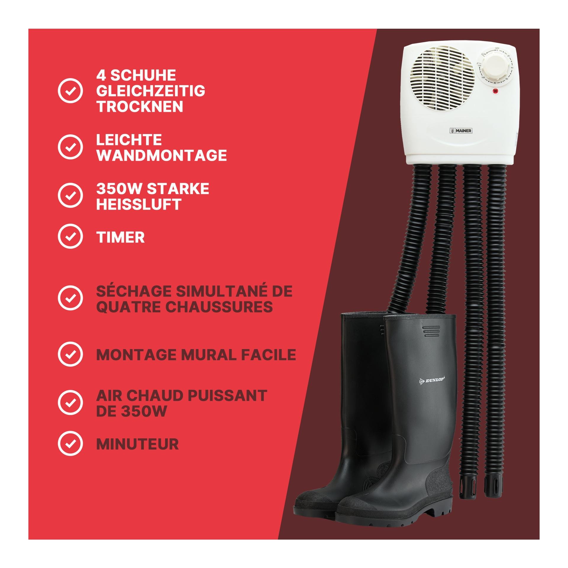 Sèche-chaussures 2 paires 350 watts