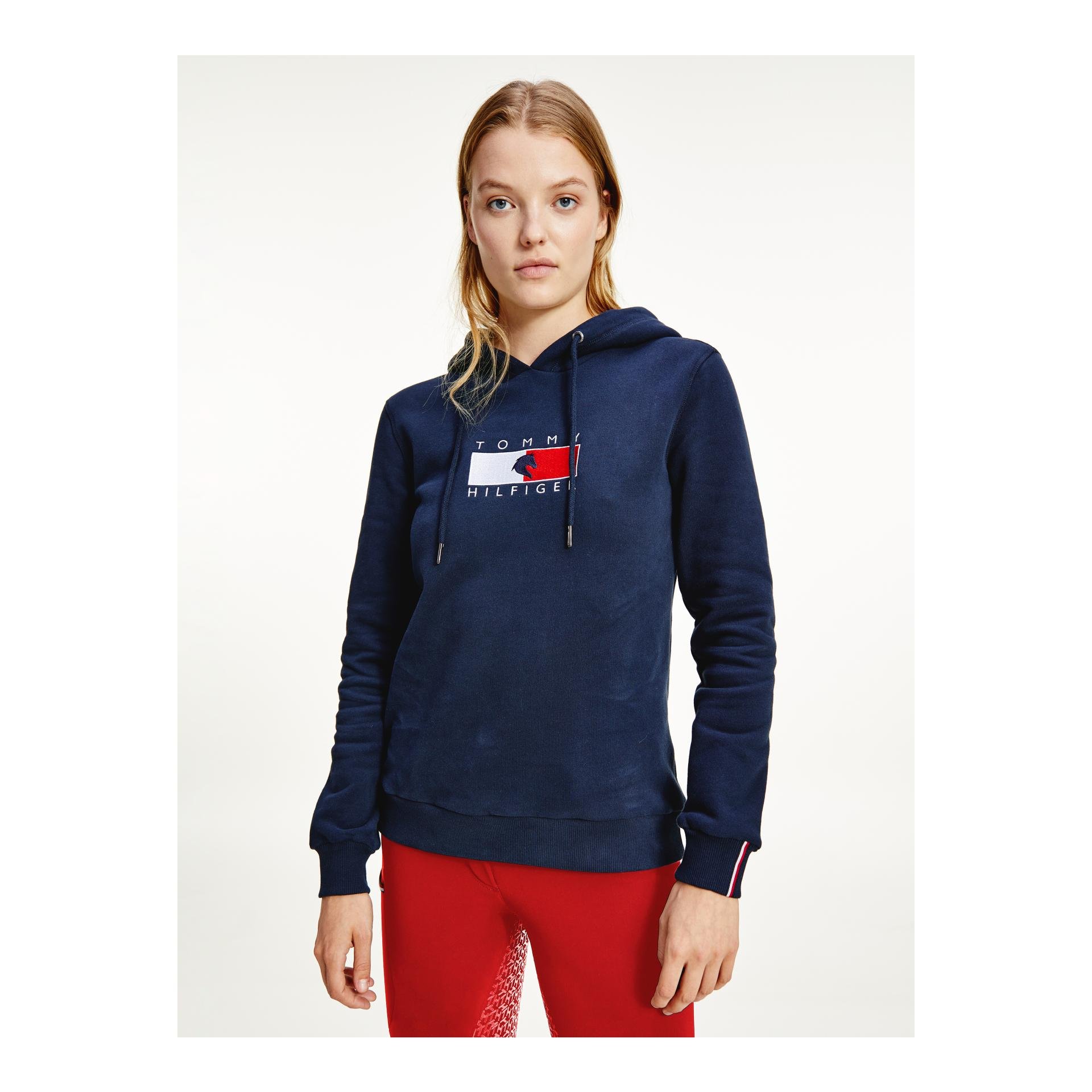 Tommy Hilfiger Equestrian Pull à capuche TH Equestrian Statement pour femmes - ciel désert Taille des vêtements pour dames: XL