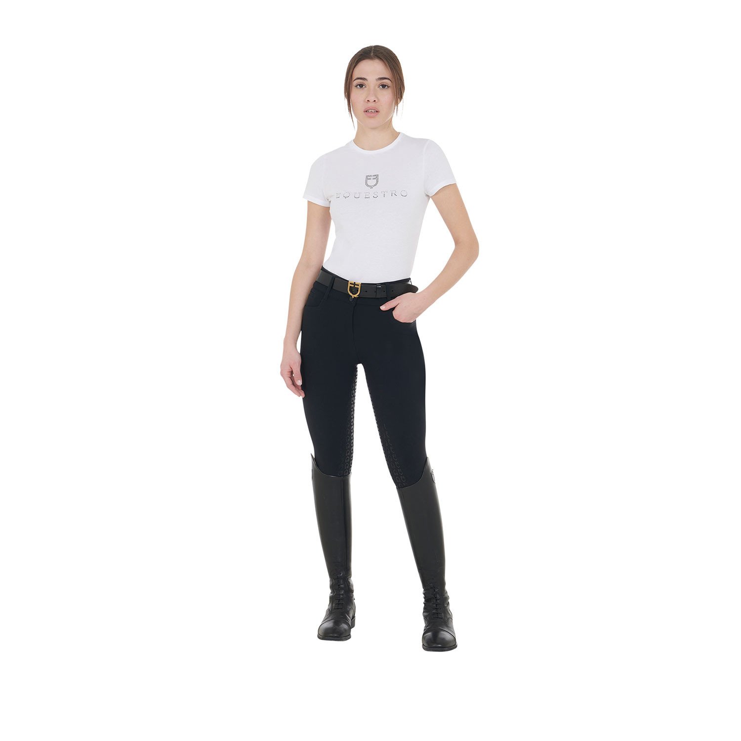 Equestro Winterreithose Highwaist Kniebesatz Damen