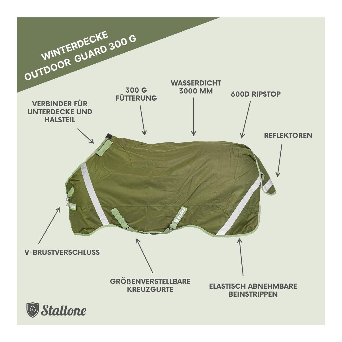 Decken-Set Weidedecke 300 g Outdoor Guard mit Halsteil Decken-Set Weidedecke 300 g Outdoor Guard mit Halsteil