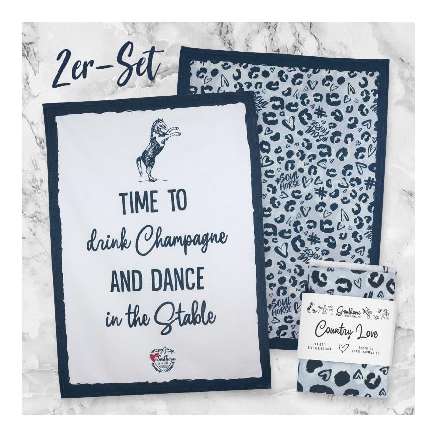 Soulhorse Handtuch 2er Set "Champagne" - Leo Blau -