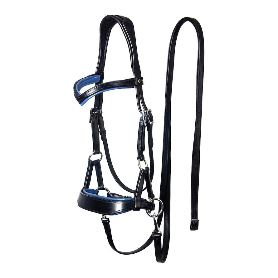 Bride sans mors Aruba avec coussinets colorés flexibles - noir