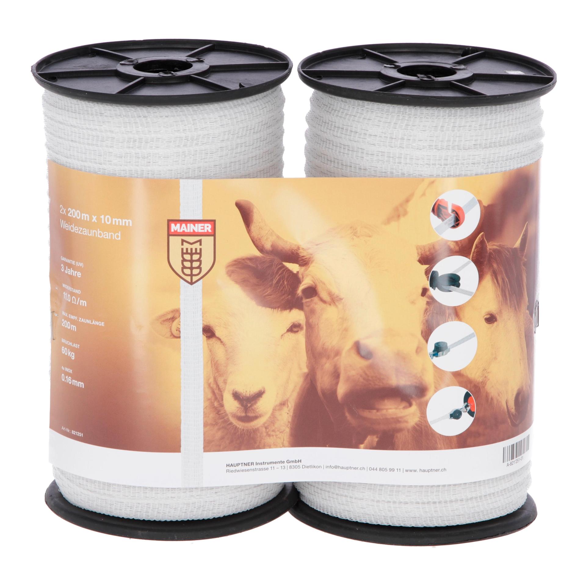 Mainer Weidezaunband Doppelpack - Weiss -