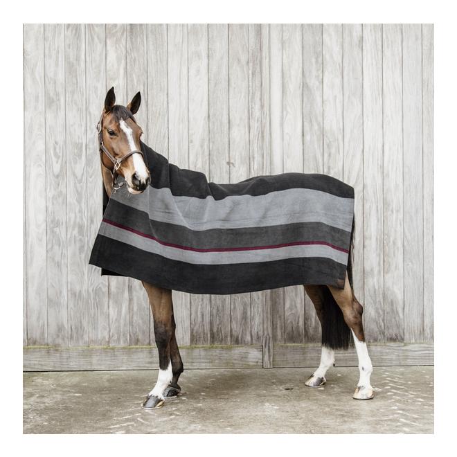 Fleecedecke Square Stripes Heavy - black/grey