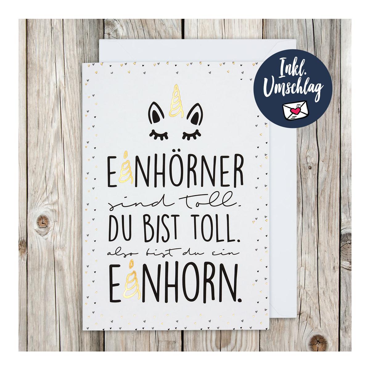 Soulhorse Grusskarte "Einhörner" - Weiss -