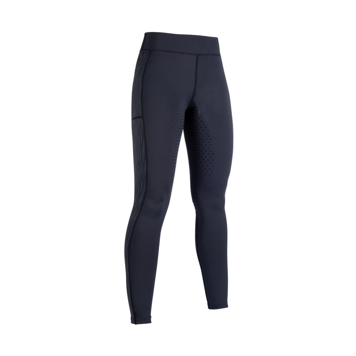 Reitleggings Flow Reflective Vollgrip Damen - schwarz