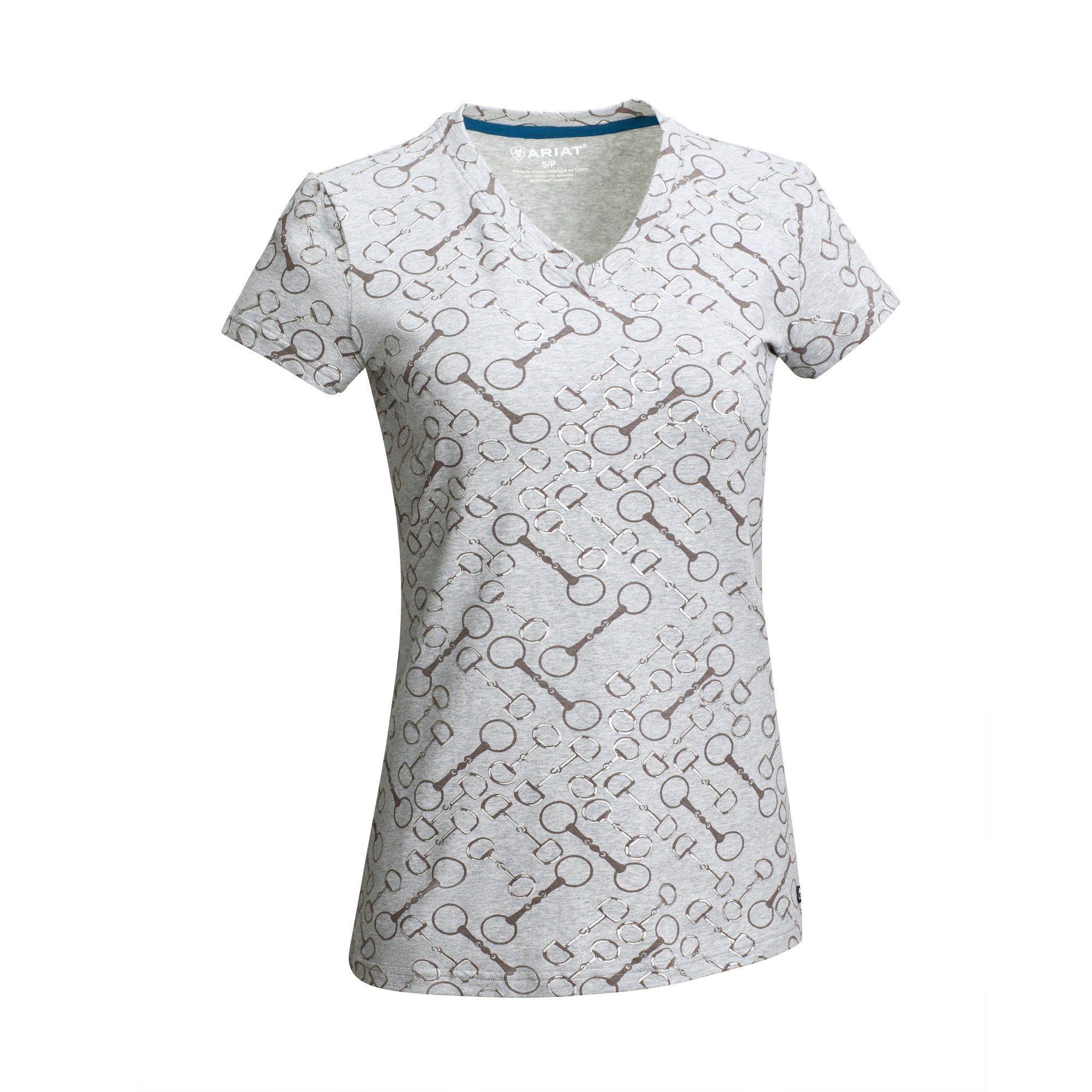 Image of Ariat T-Shirt Snaffle Damen - light grey